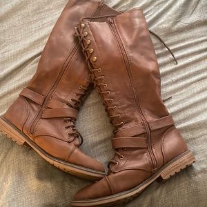 Brown knee high boots
